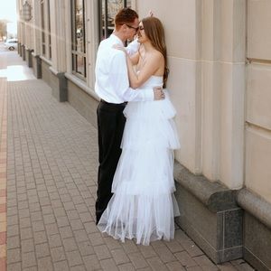 Untamed Petals- Margo Tulle Ballgown in White
